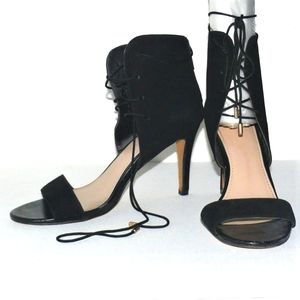 Victoria Secret black velvet open toe heels